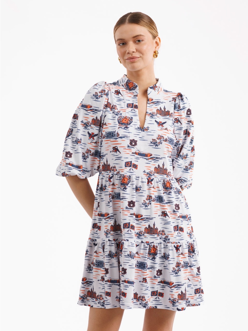 NWT Smith & Quinn Auburn Toile Tory Dress Tailgate Tigers Orange Blue Sz XS